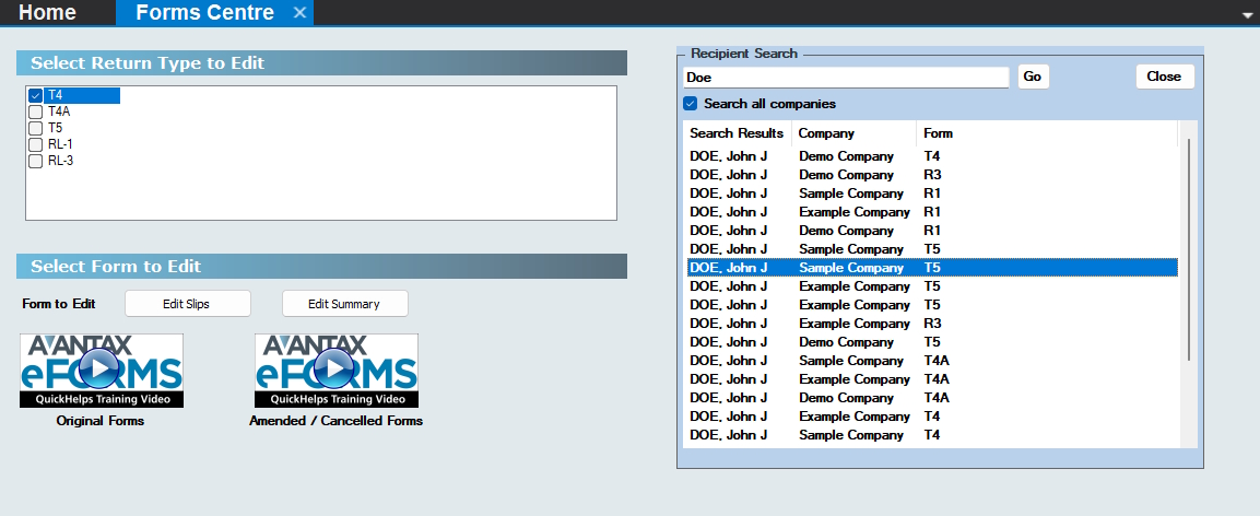 Forms Centre - Find Recipient